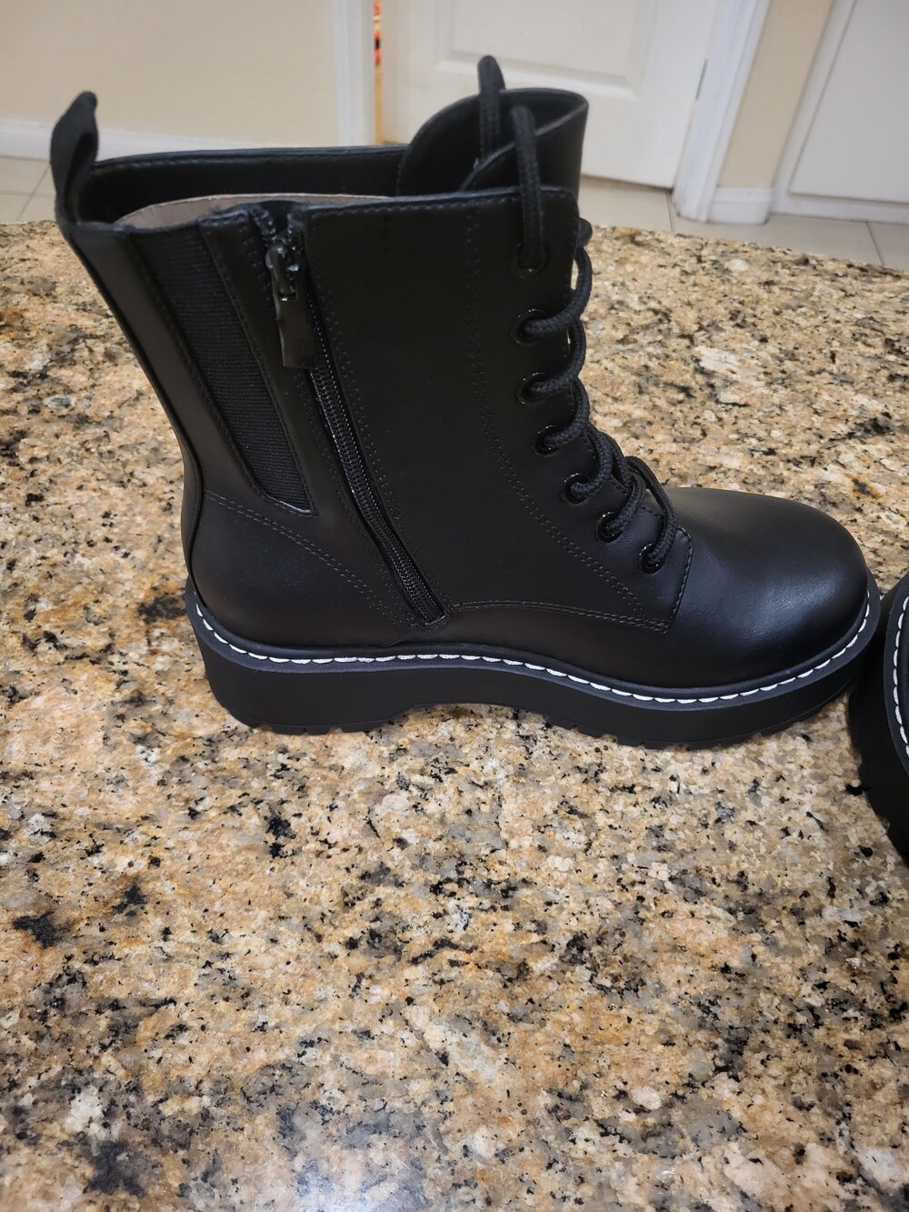 Torrid Steve Lace-Up Combat Boots with Side Zip Black - Picture 6 of 7